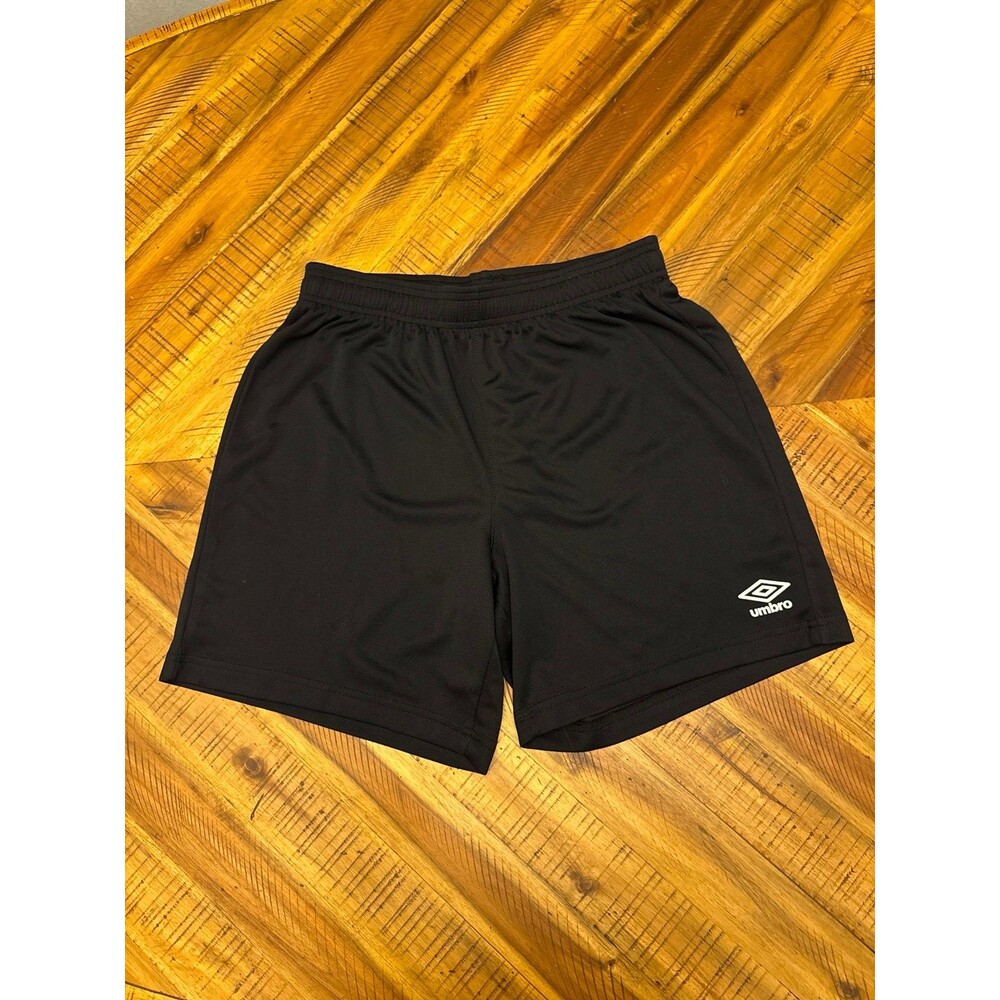 Umbro Men’s Soccer Shorts Medium Black Drawstring Elastic Waist 6” Inseam